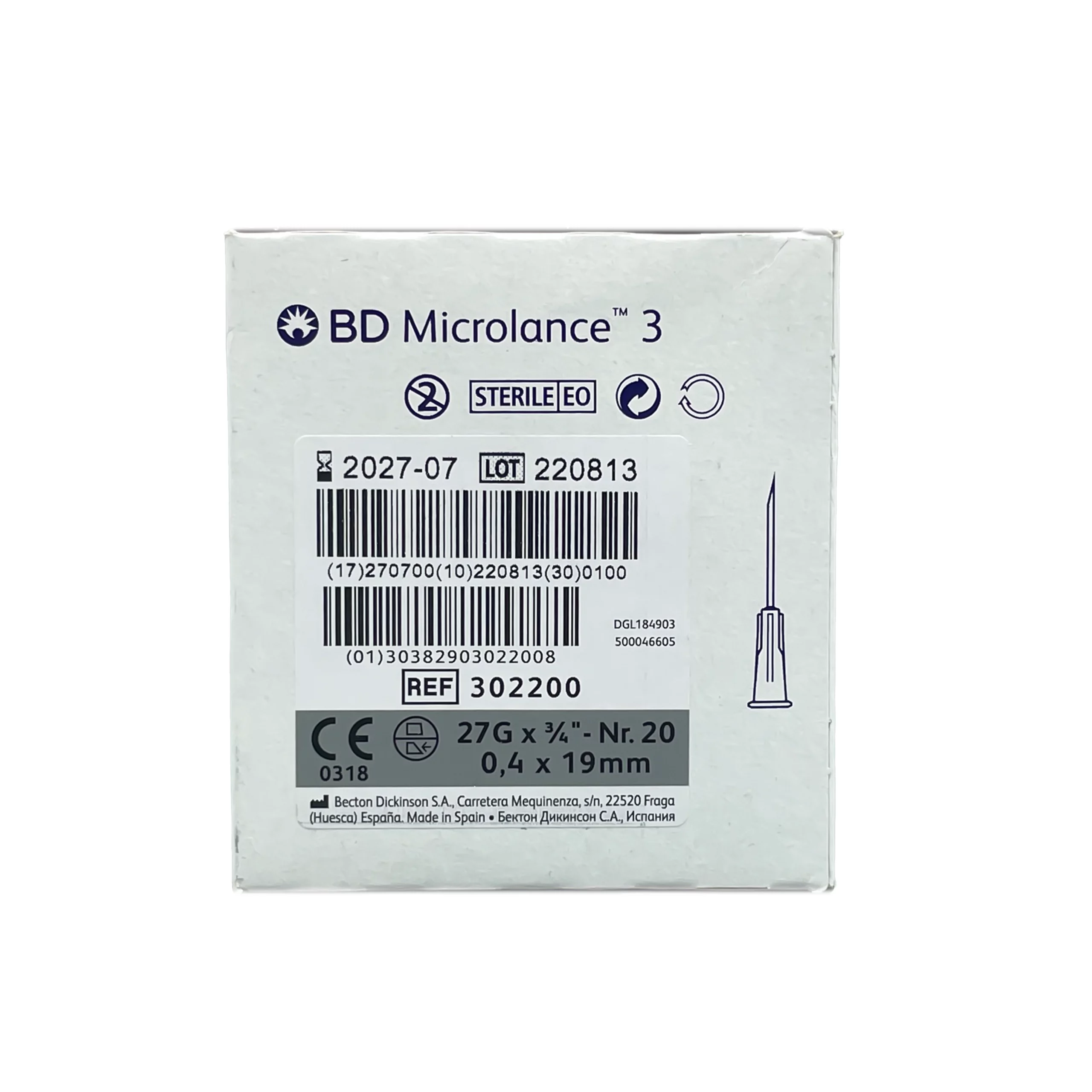 BD Microlance Needles Grey 27G 19mm-3/4" (100)