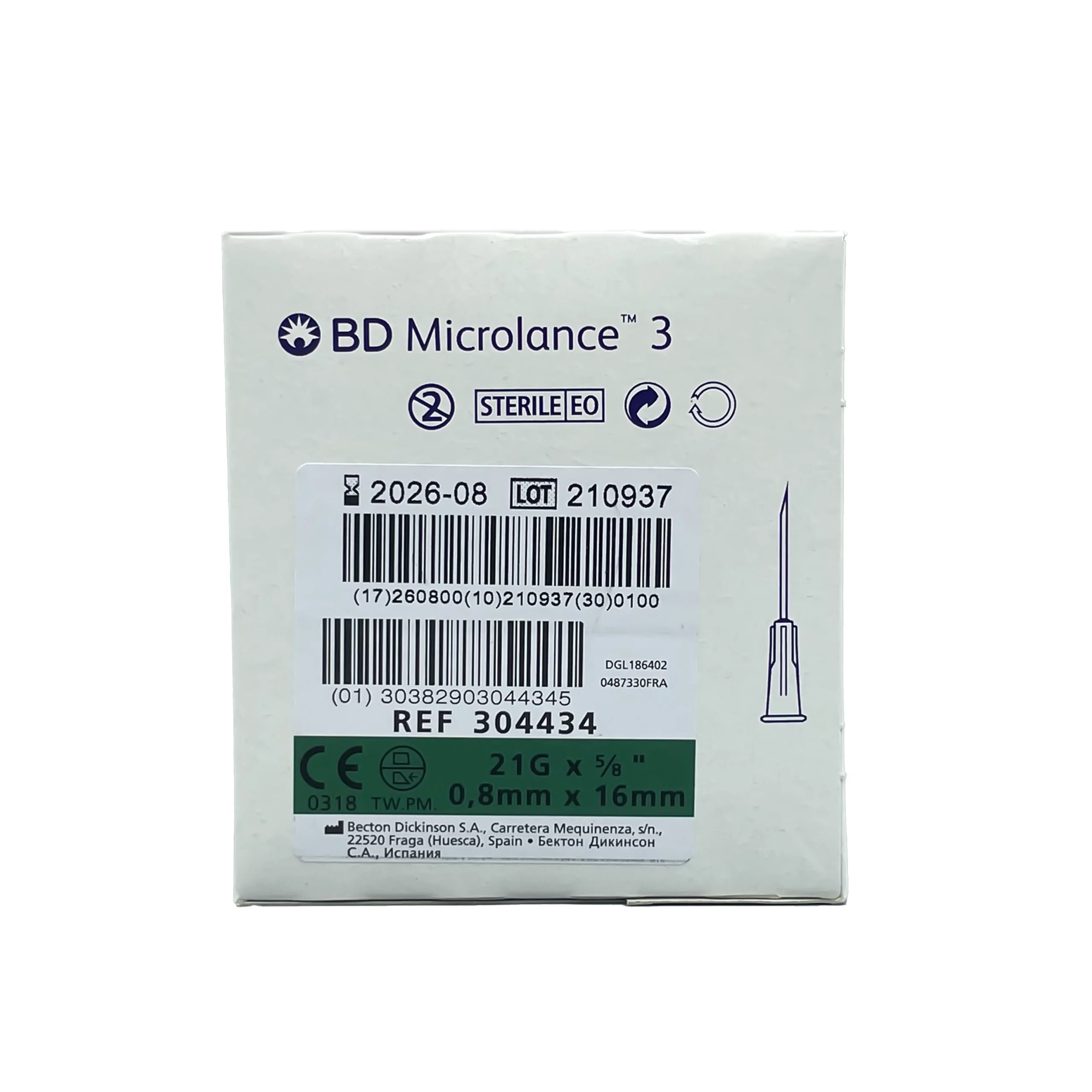 BD Microlance Needles Green 21G 16mm/ 5/8" (100).