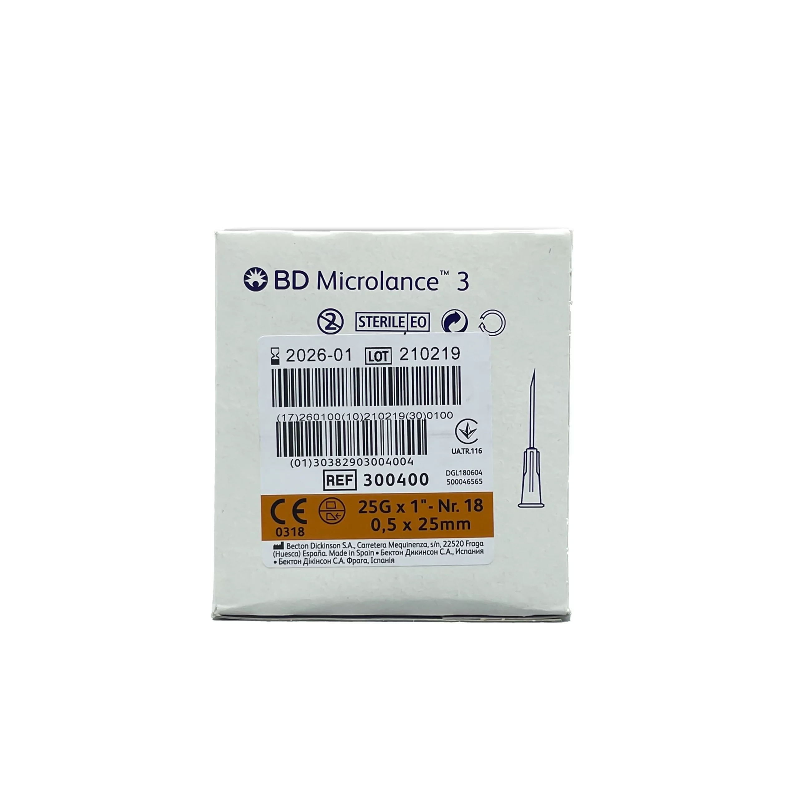 BD Microlance Needles Orange 25G-25mm/ 1" (100)