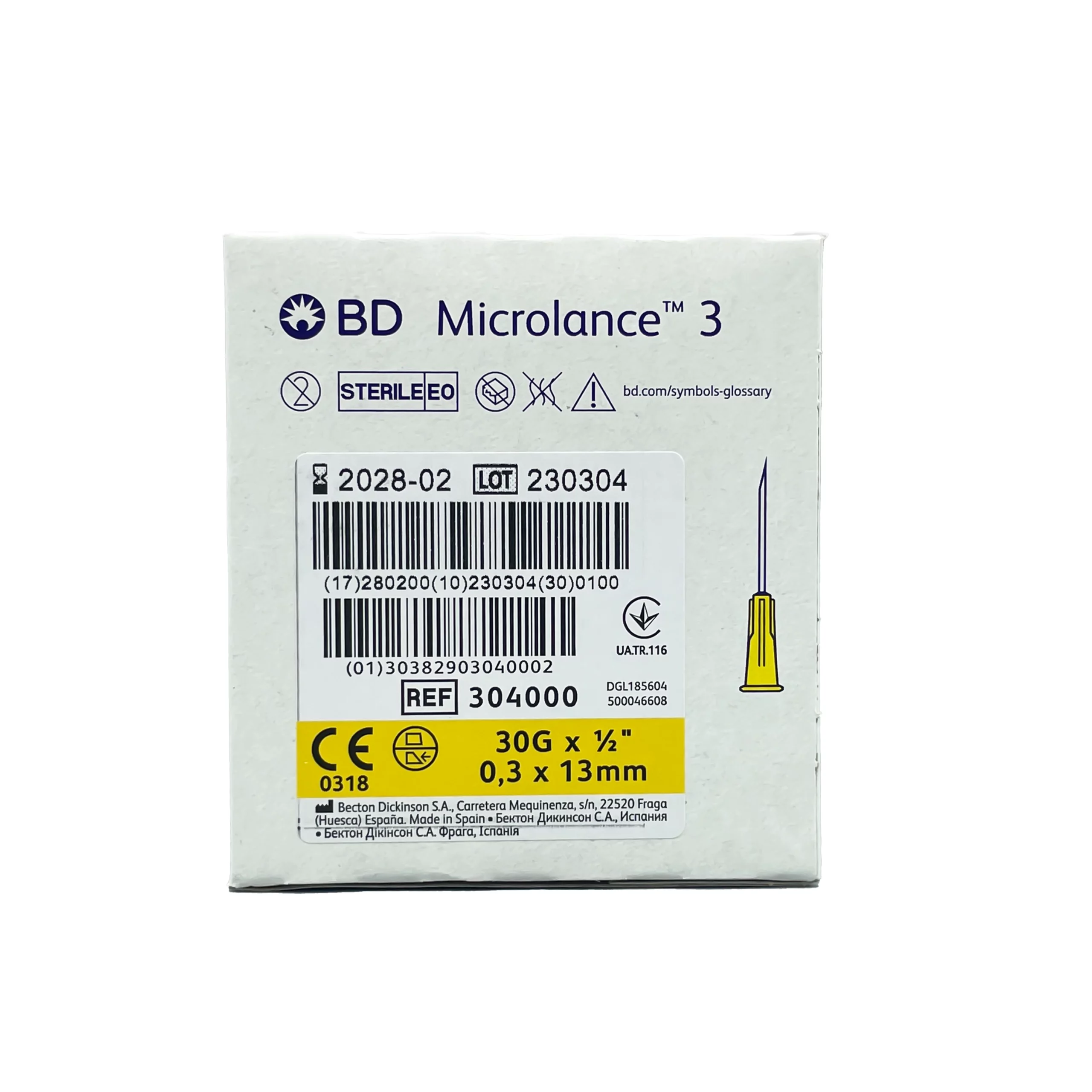 BD Microlance Needles Yellow 30G 13mm/ 1/2" (100)