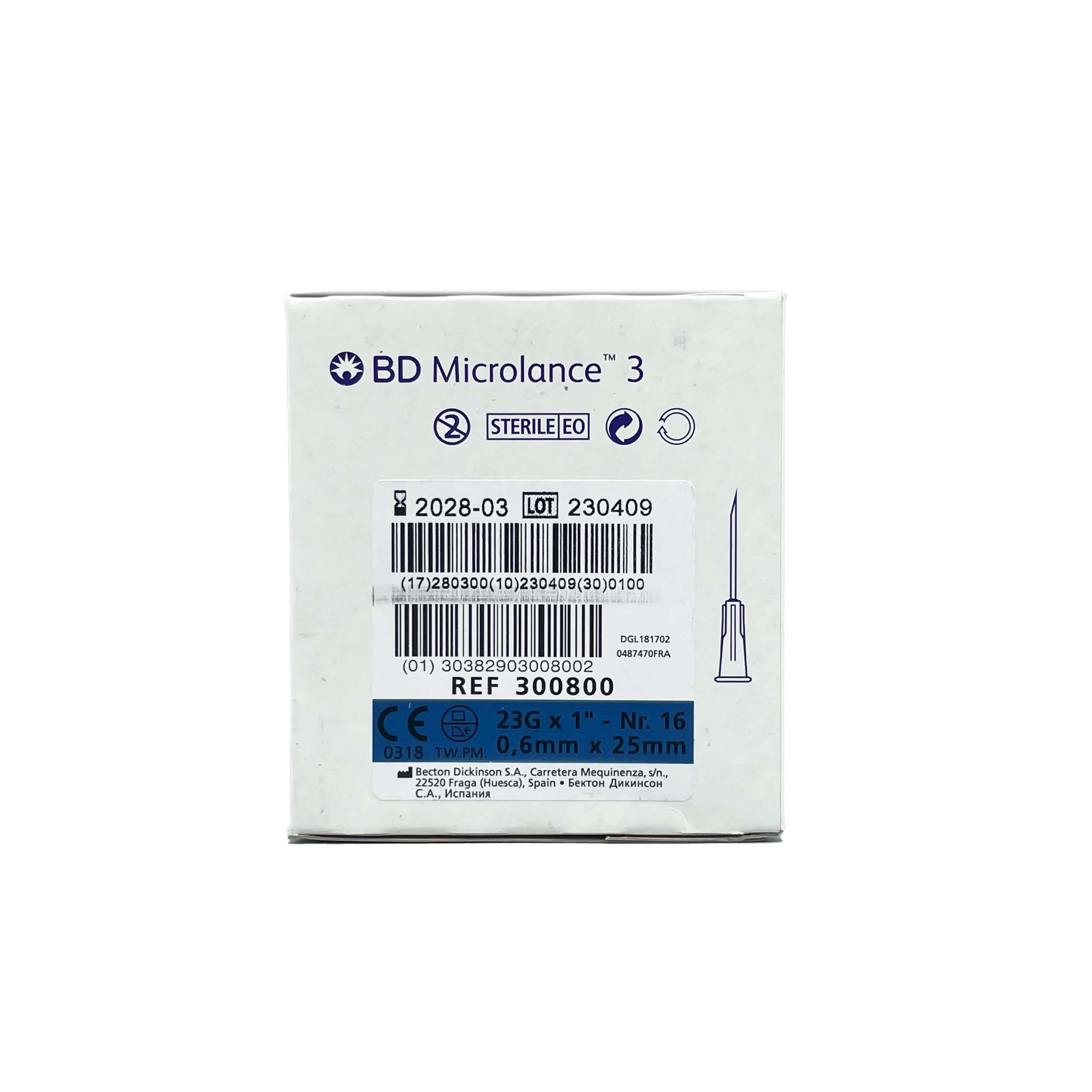 BD Microlance Needles Blue 23G 25mm-1" (100)