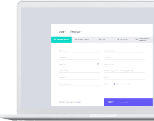 Registration screen